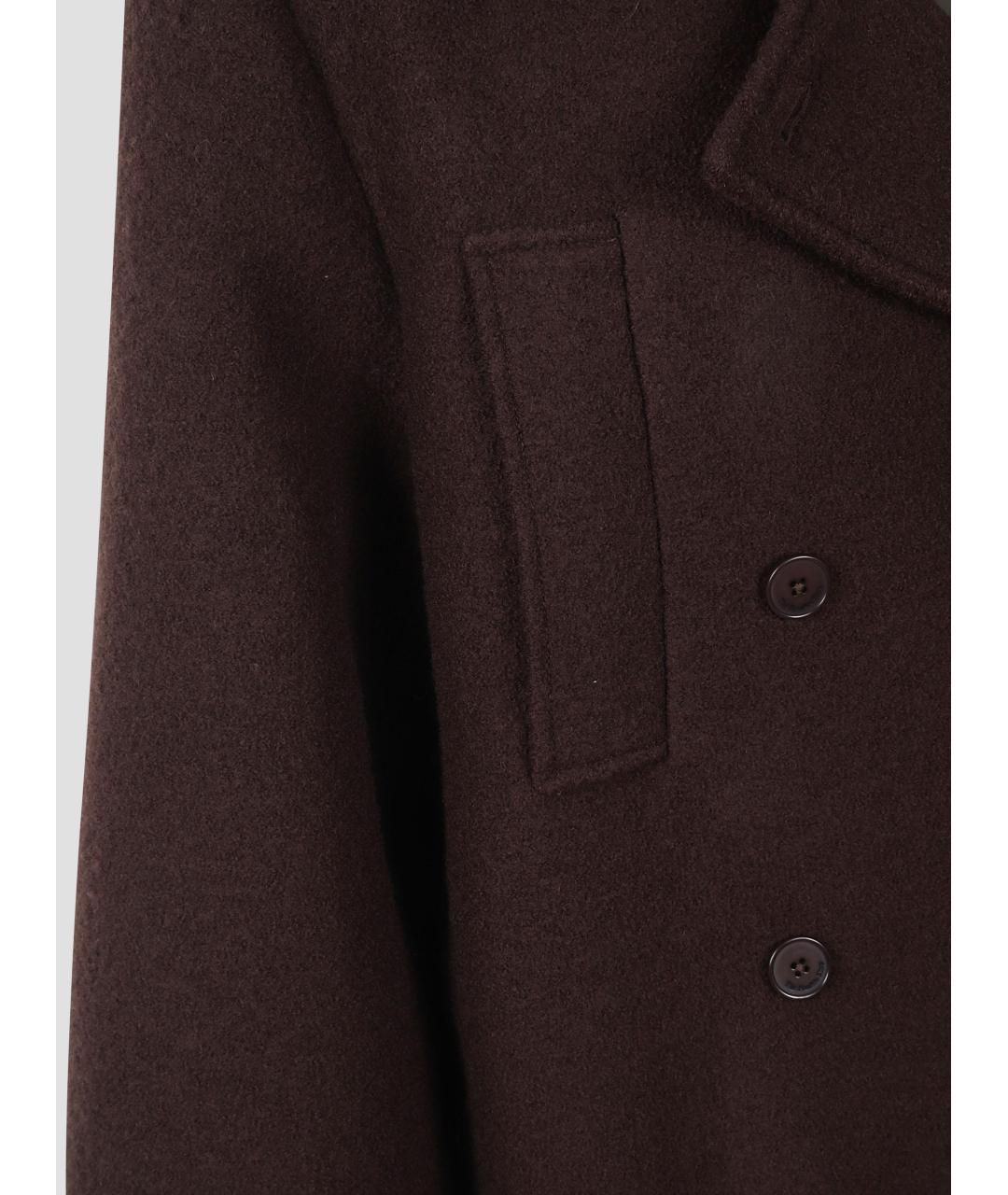 THE FRANKIE SHOP Коричневое шерстяное пальто, фото 3