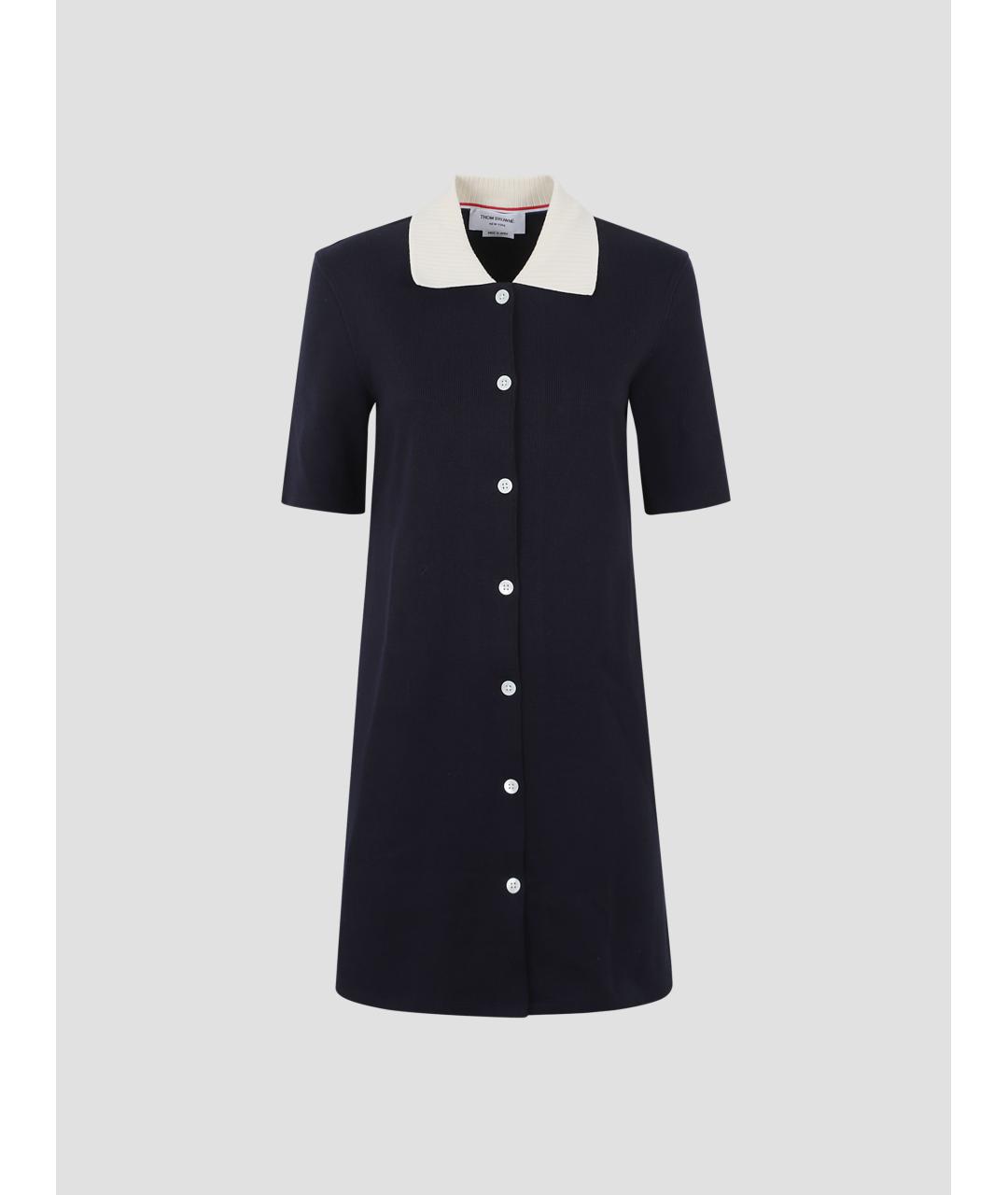 THOM BROWNE Темно-синее хлопковое повседневное платье, фото 4