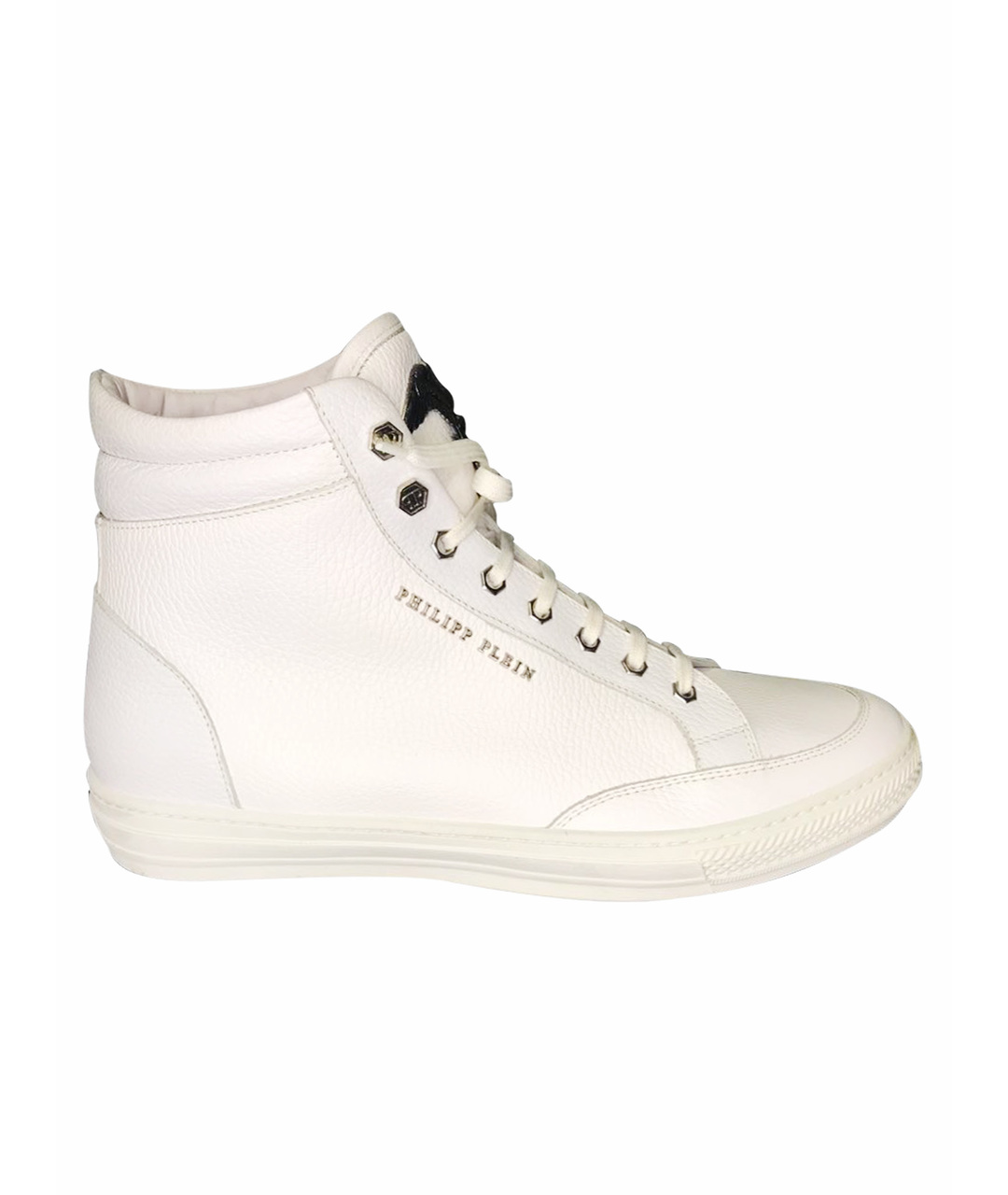 PHILIPP PLEIN Белые кожаные высокие кроссовки / кеды, фото 1