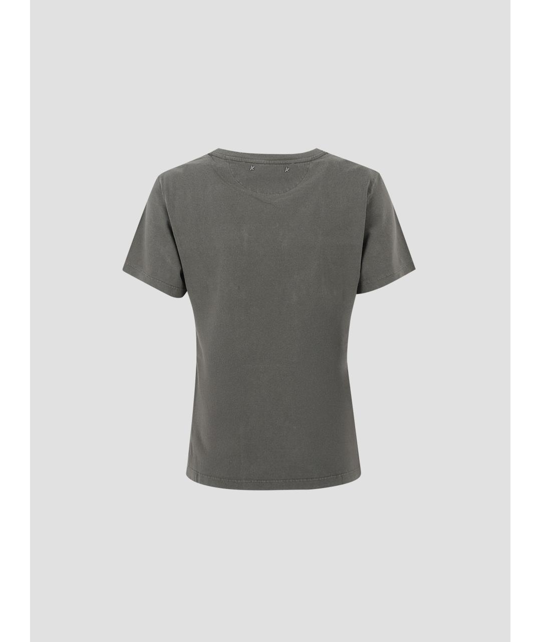 GOLDEN GOOSE DELUXE BRAND Хаки хлопковая футболка, фото 2