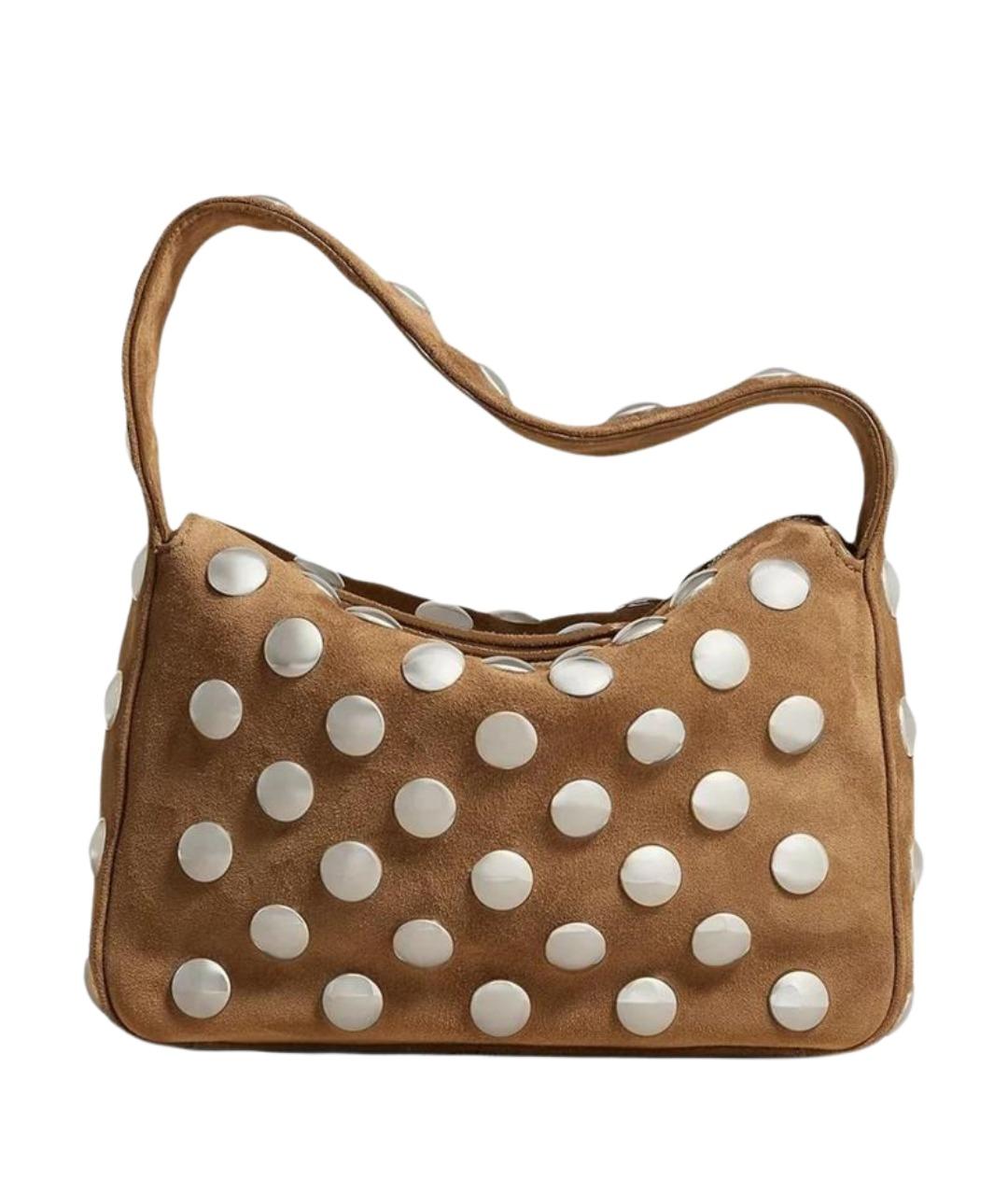 KHAITE Коричневая замшевая сумка с короткими ручками, фото 1