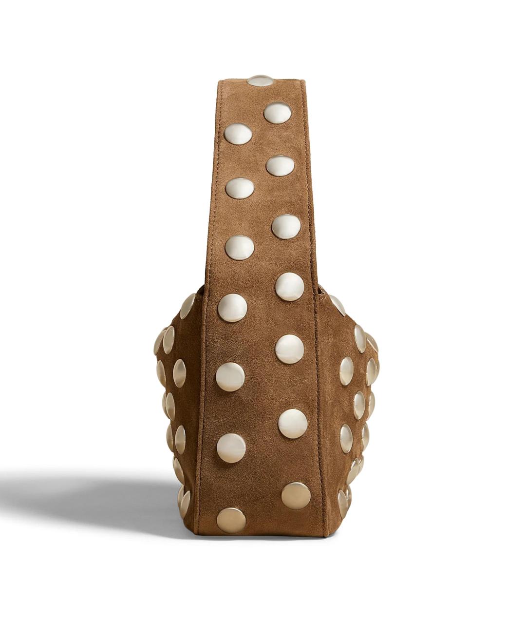 KHAITE Коричневая замшевая сумка с короткими ручками, фото 3