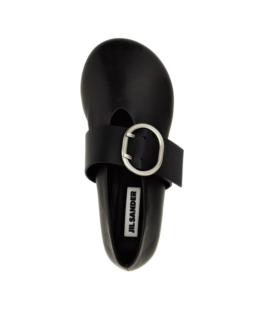 JIL SANDER Черные кожаные балетки, фото 3