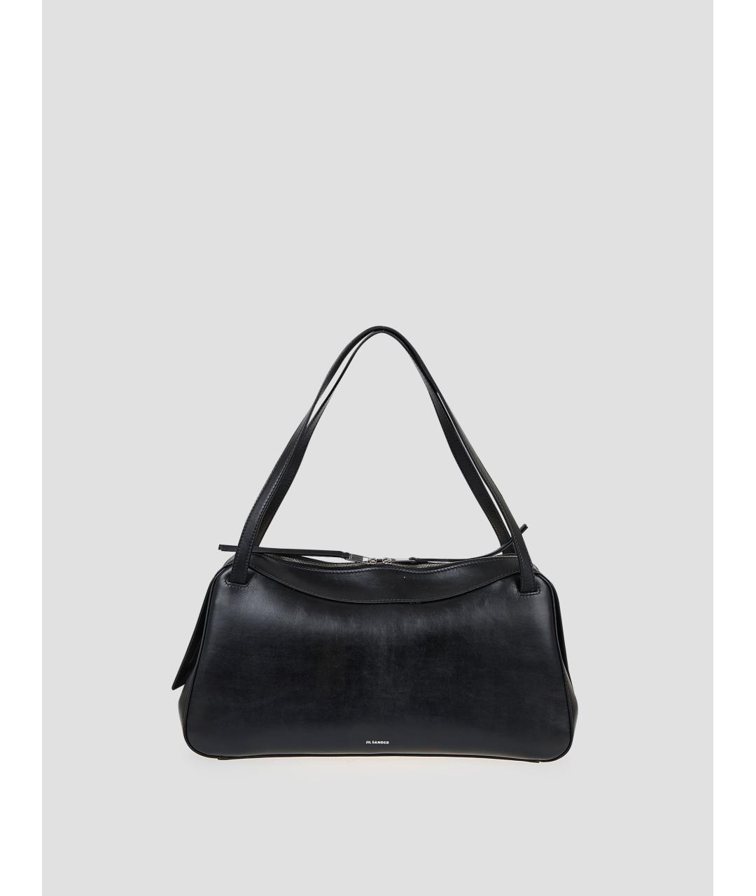 JIL SANDER Черная кожаная сумка тоут, фото 4