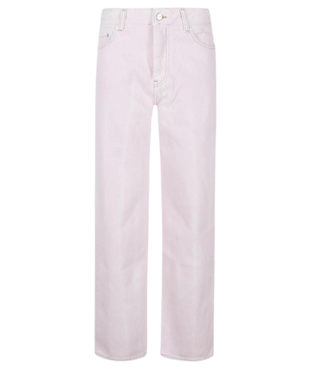 GANNI Розовые хлопковые прямые джинсы, фото 1