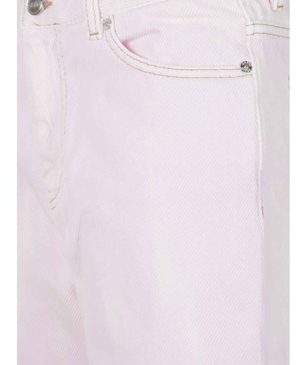 GANNI Розовые хлопковые прямые джинсы, фото 3