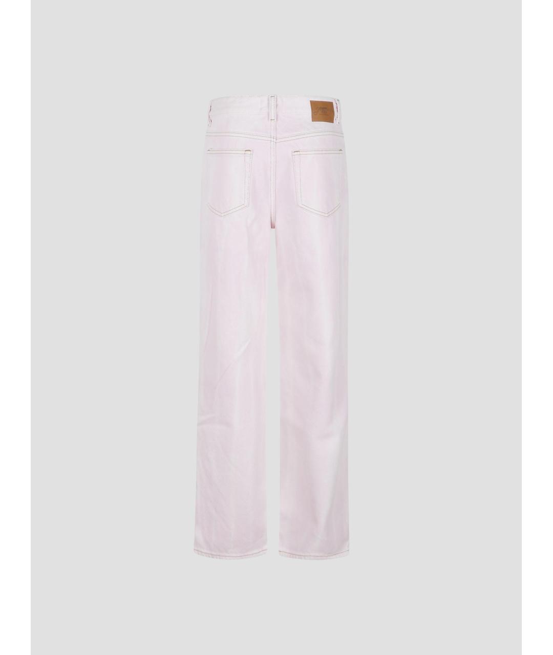 GANNI Розовые хлопковые прямые джинсы, фото 2