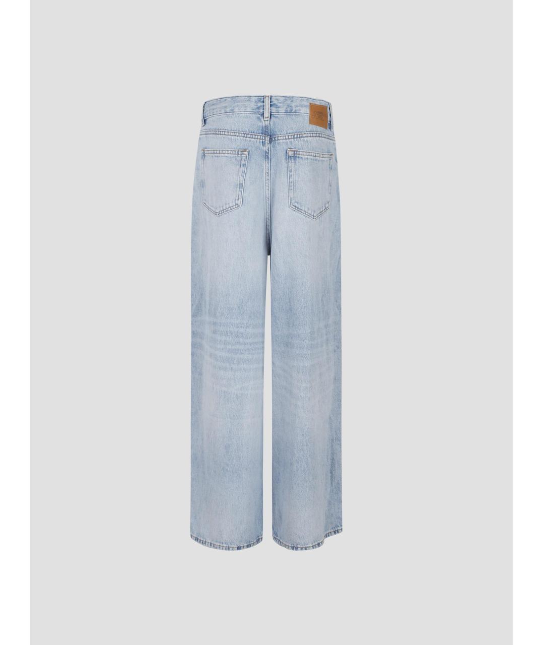 GANNI Голубые хлопковые прямые джинсы, фото 2