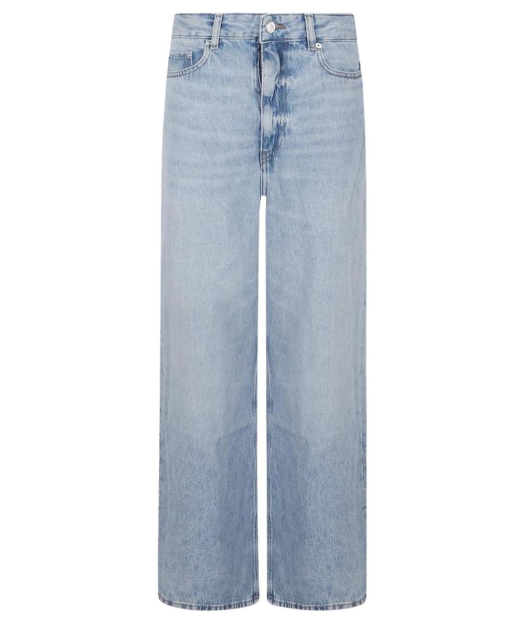 GANNI Голубые хлопковые прямые джинсы, фото 1
