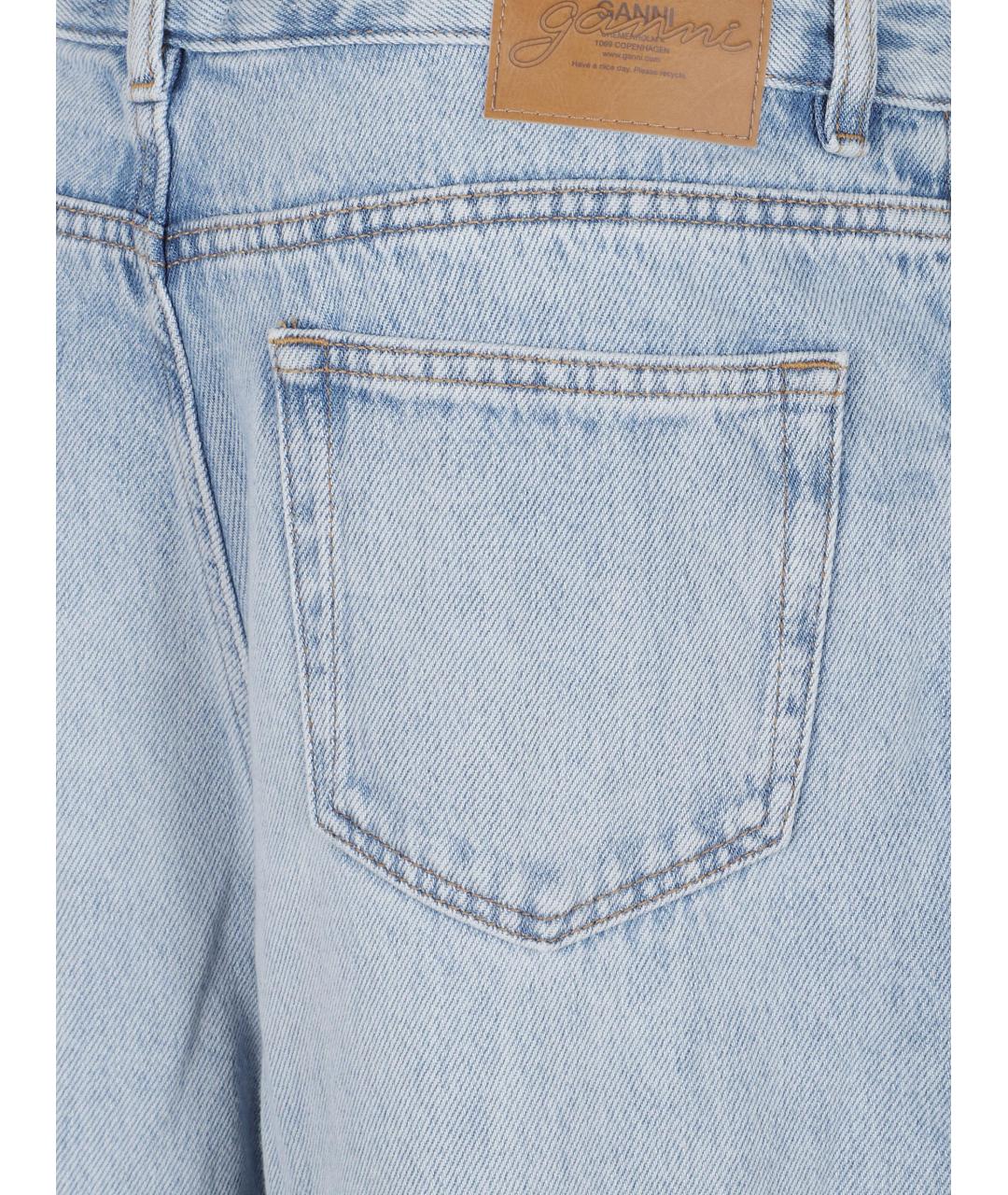 GANNI Голубые хлопковые прямые джинсы, фото 3