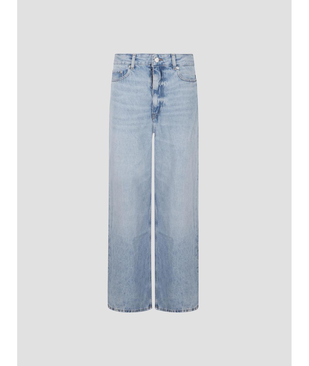 GANNI Голубые хлопковые прямые джинсы, фото 4