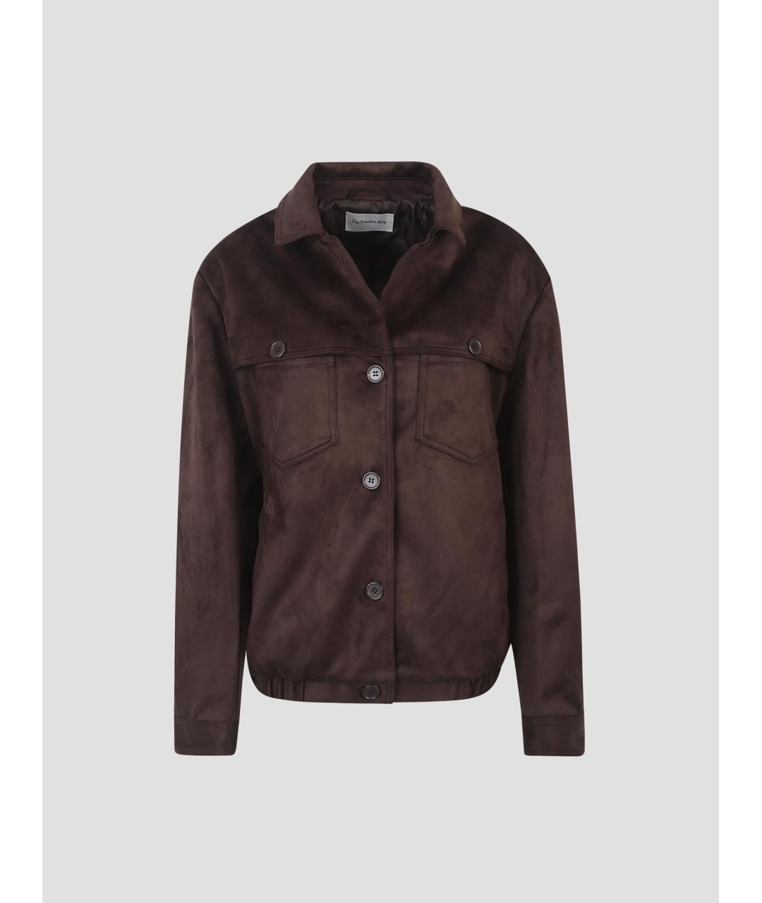THE FRANKIE SHOP Коричневая полиэстеровая куртка, фото 4