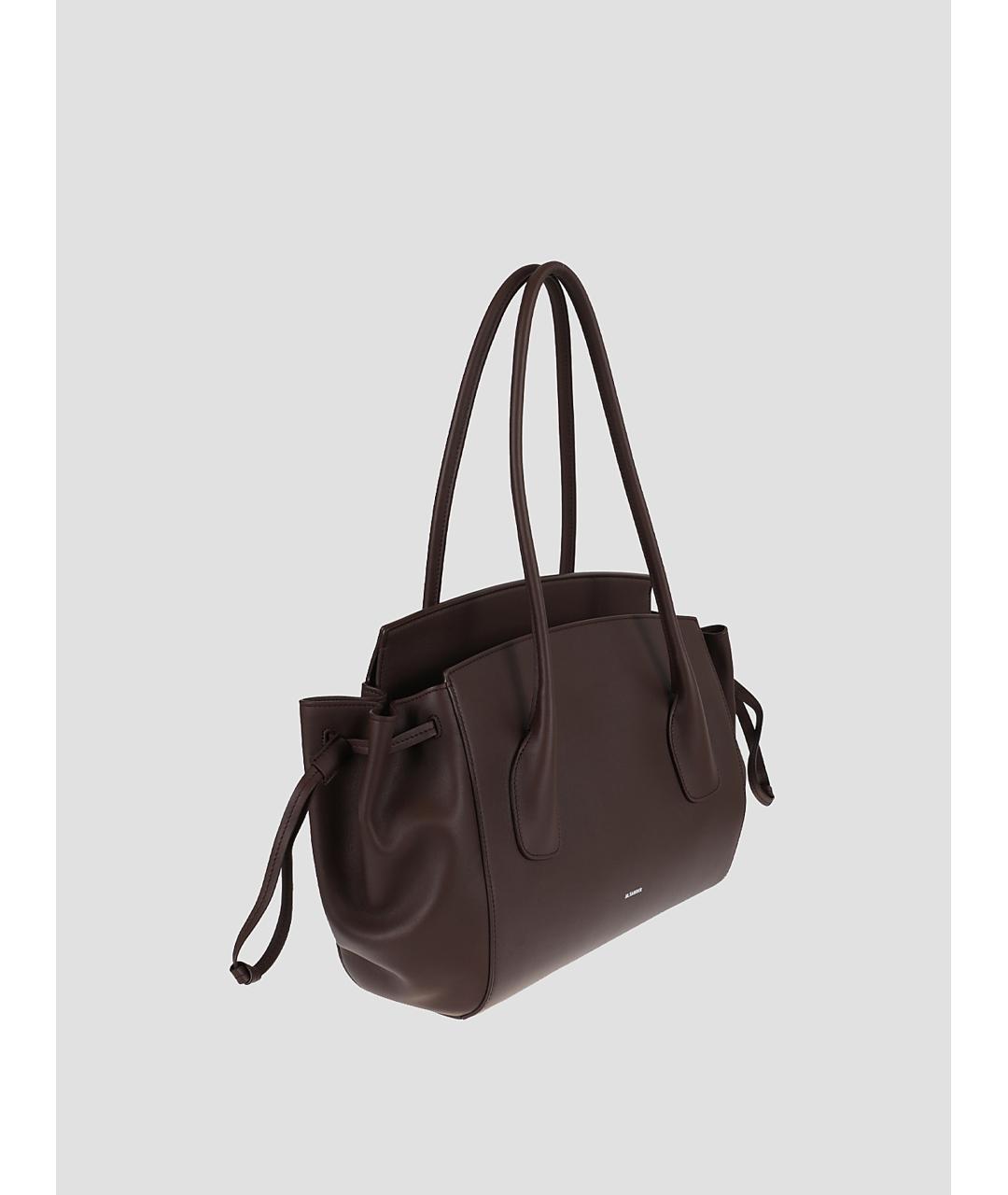 JIL SANDER Коричневая кожаная сумка тоут, фото 2