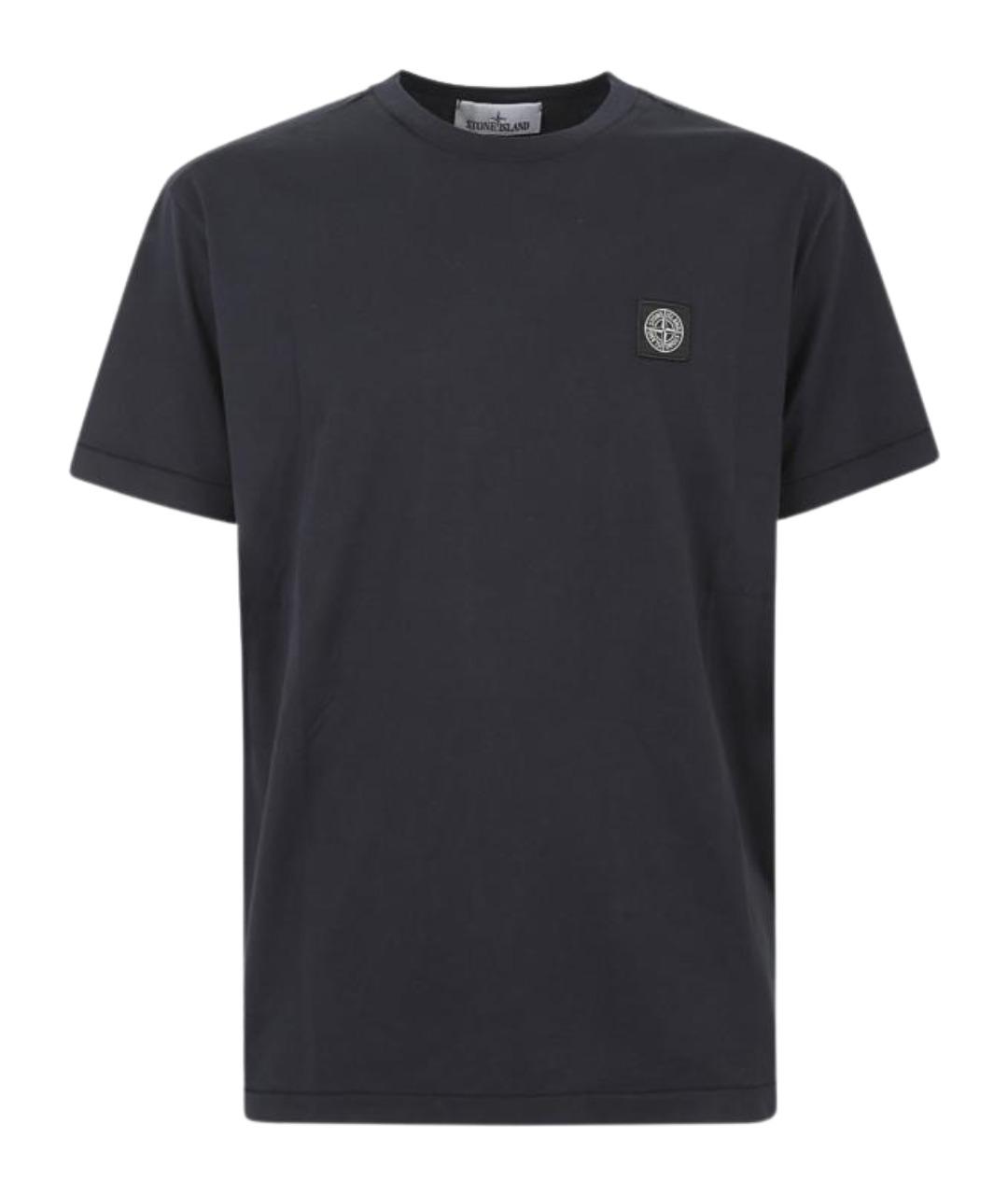 STONE ISLAND Темно-синяя хлопковая футболка, фото 1