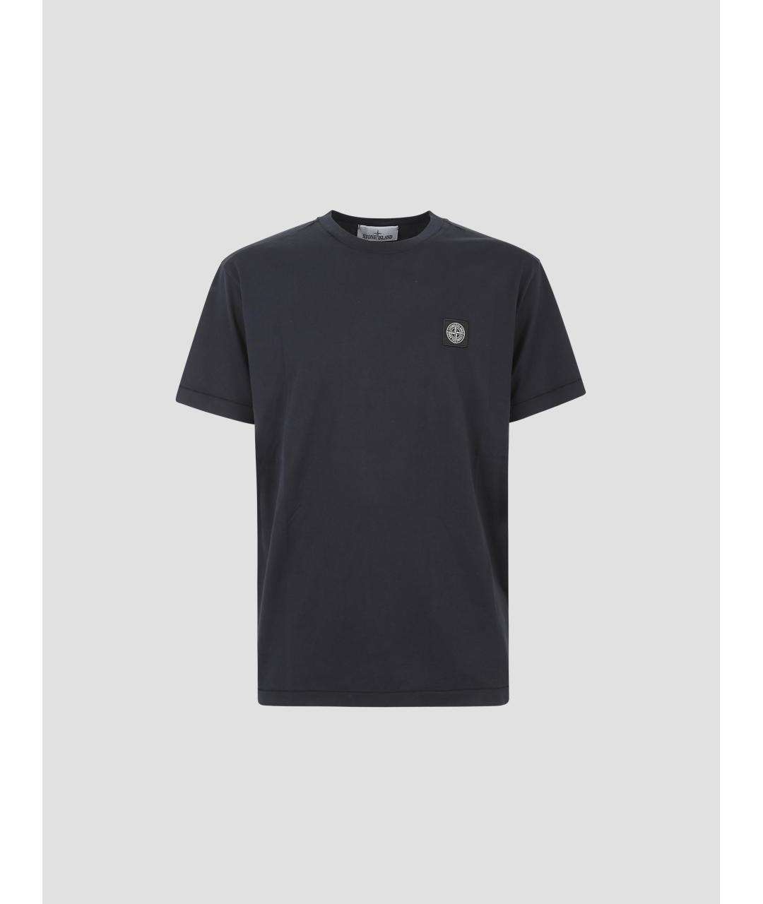 STONE ISLAND Темно-синяя хлопковая футболка, фото 4