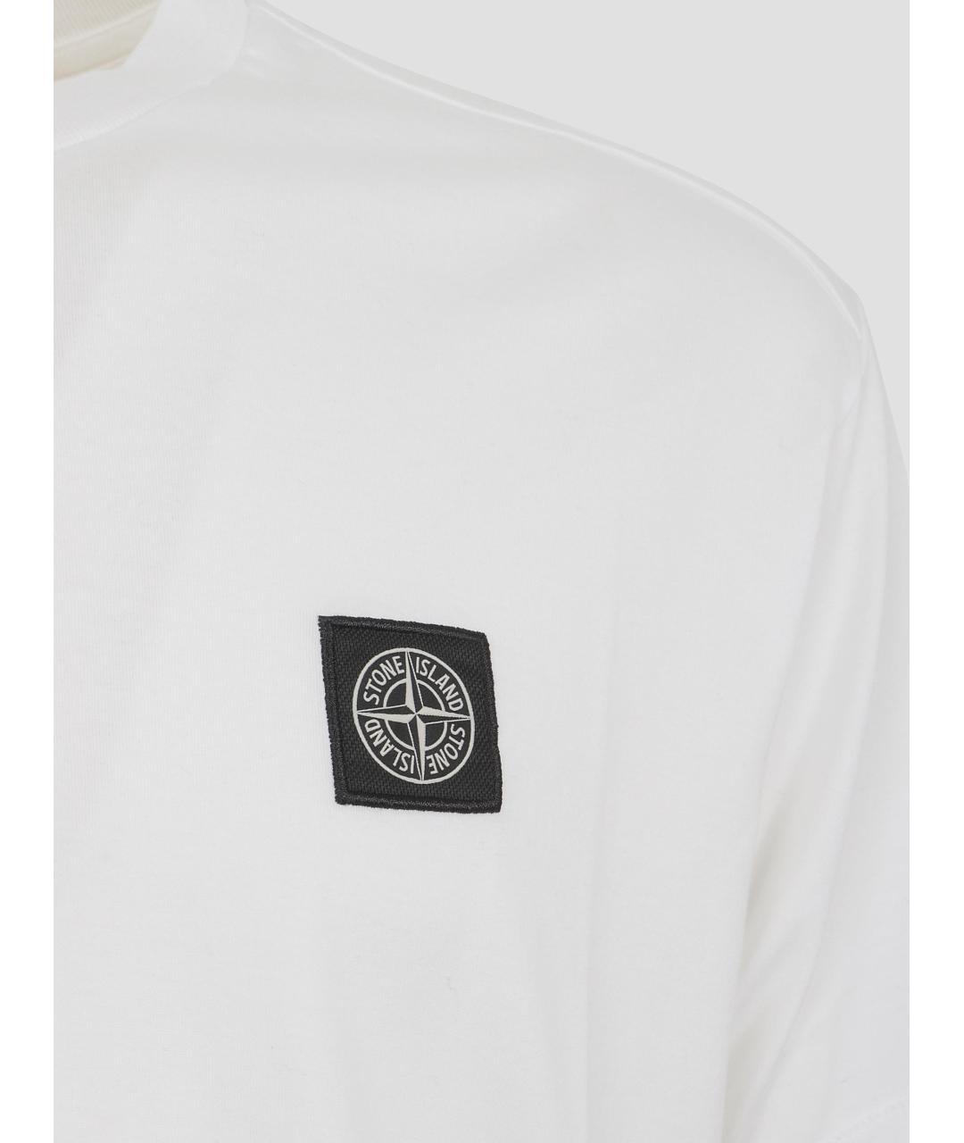 STONE ISLAND Белая хлопковая футболка, фото 2