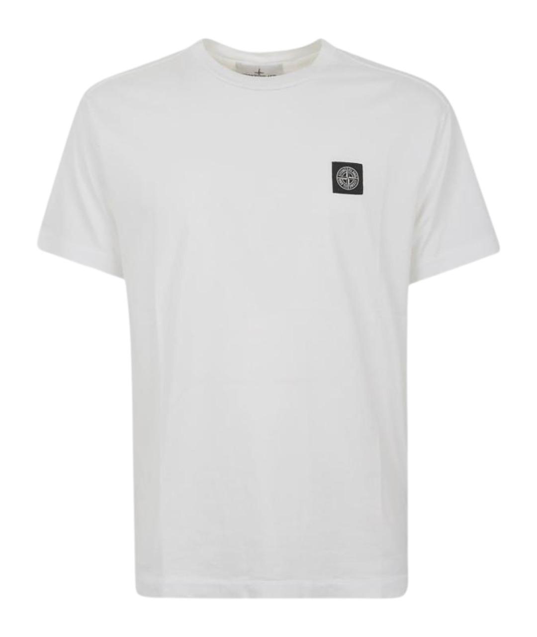 STONE ISLAND Белая хлопковая футболка, фото 1