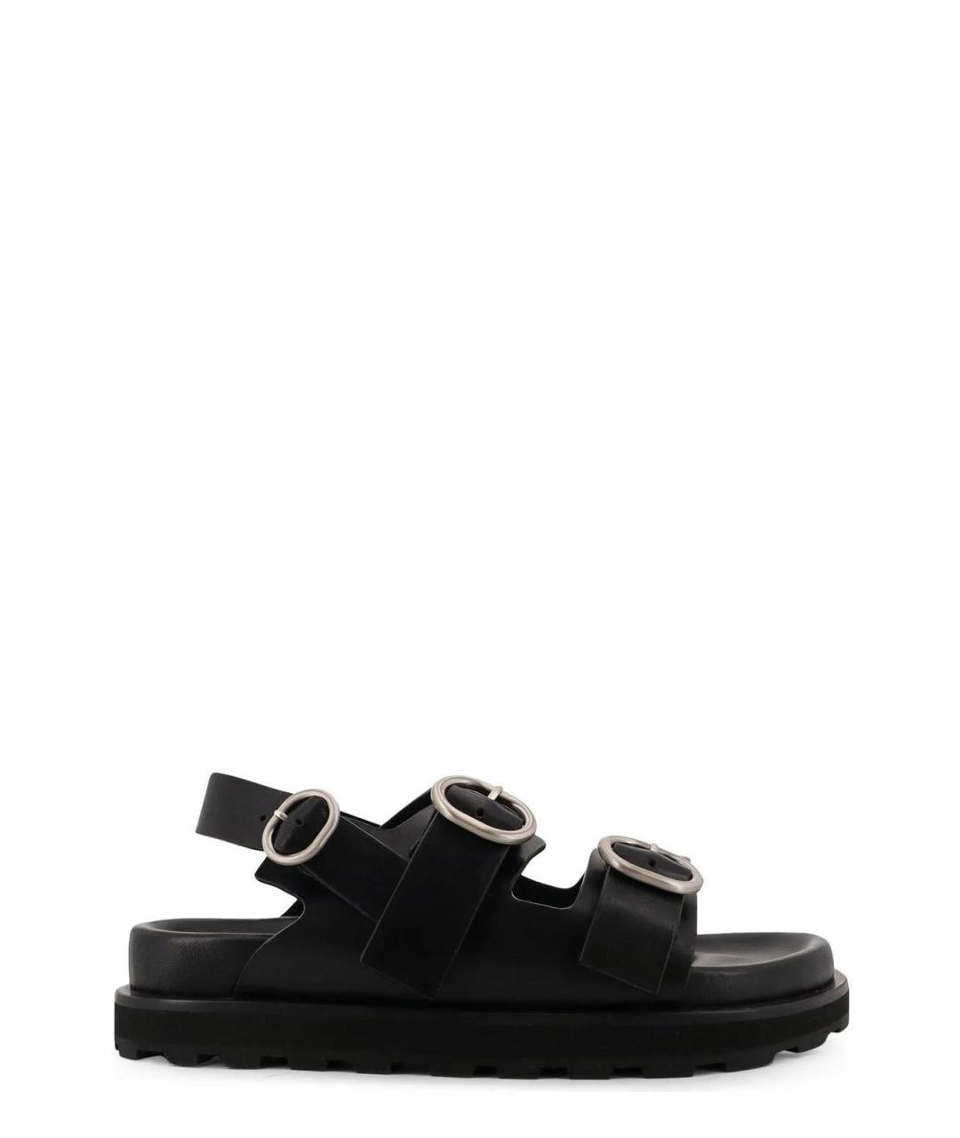 JIL SANDER Черные кожаные сандалии, фото 1