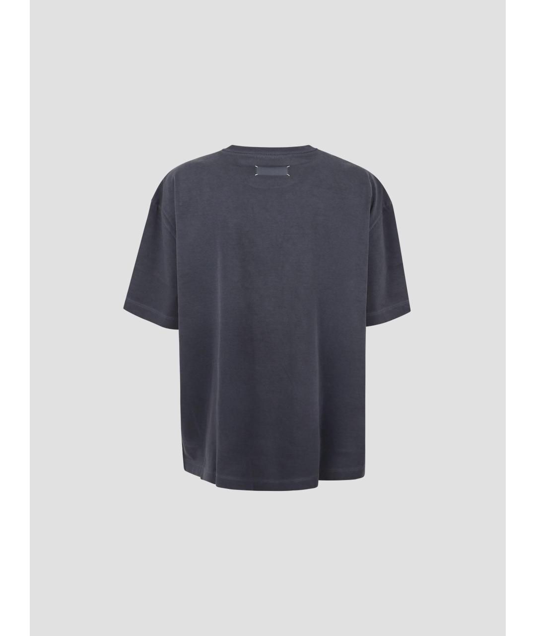 MAISON MARGIELA Антрацитовая хлопковая футболка, фото 2