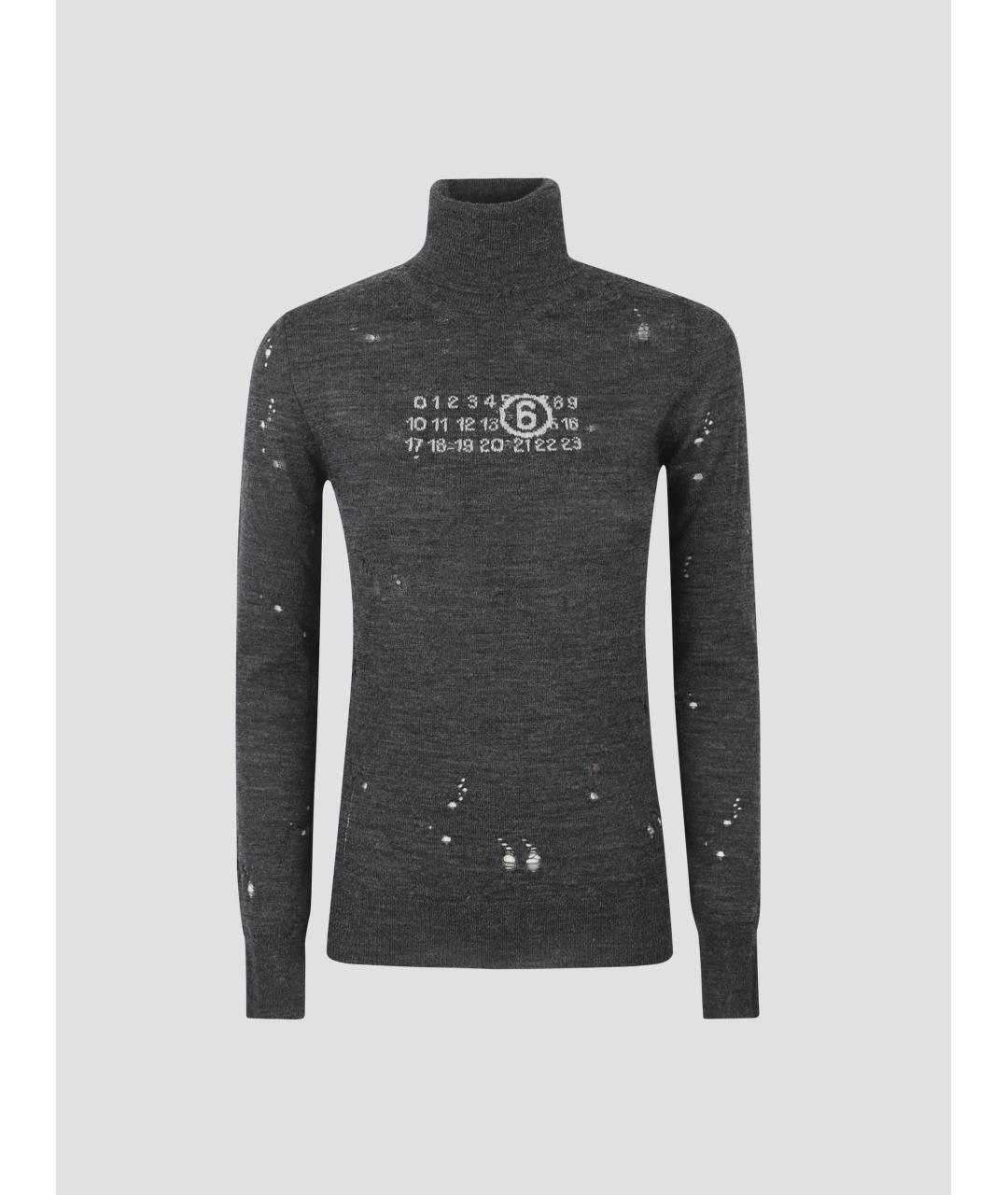 MM6 MAISON MARGIELA Серая шерстяная водолазка, фото 4