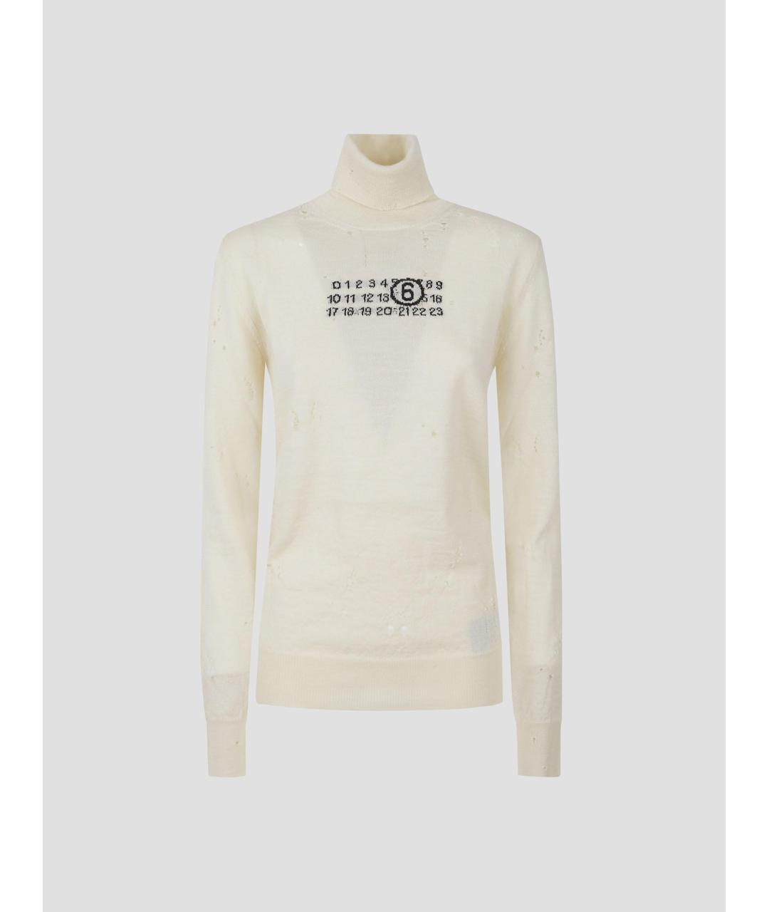 MM6 MAISON MARGIELA Белая шерстяная водолазка, фото 3