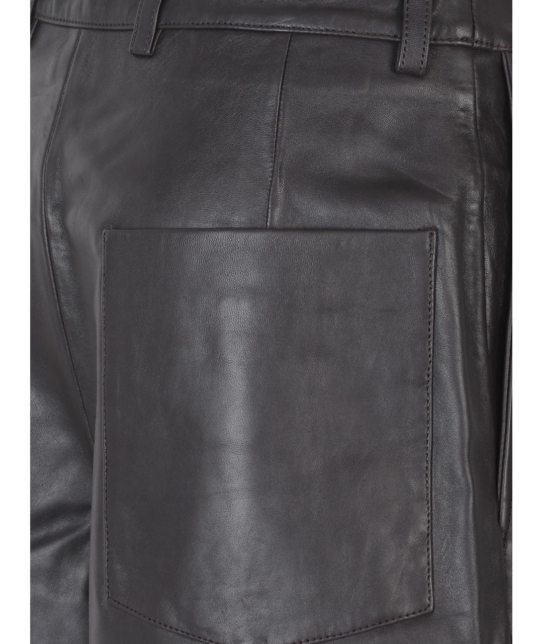 THE FRANKIE SHOP Коричневые кожаные шорты, фото 3