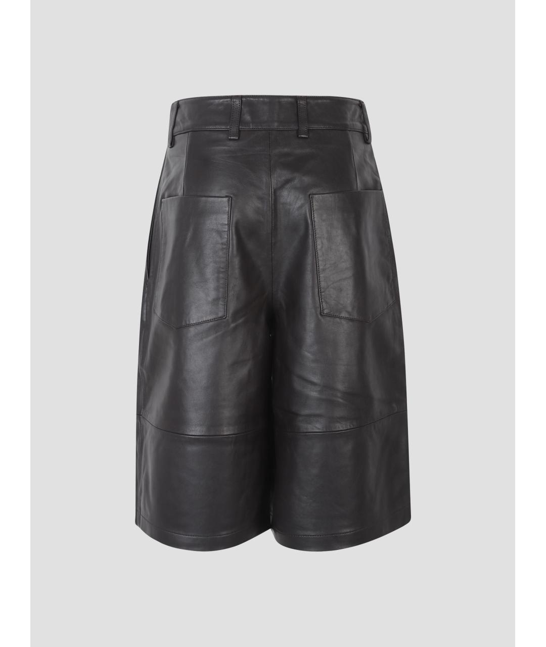 THE FRANKIE SHOP Коричневые кожаные шорты, фото 2