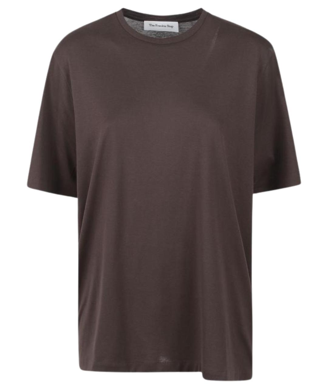 THE FRANKIE SHOP Коричневая хлопковая футболка, фото 1