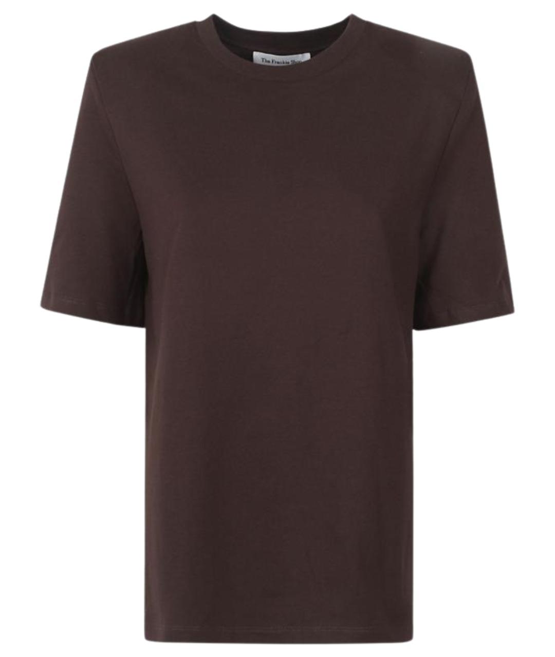 THE FRANKIE SHOP Коричневая хлопковая футболка, фото 1