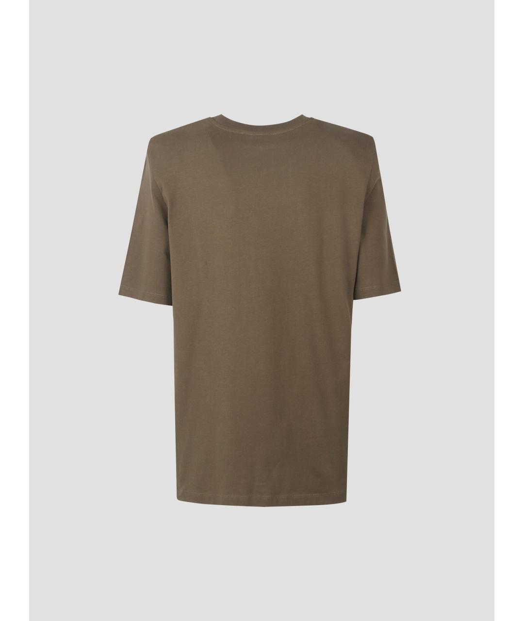 THE FRANKIE SHOP Хаки хлопковая футболка, фото 2