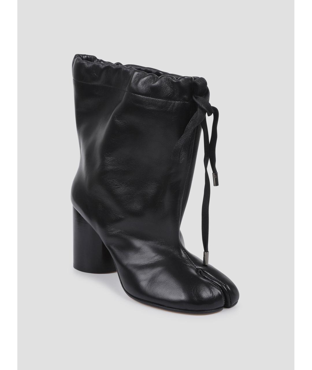 MAISON MARGIELA Черные кожаные ботинки, фото 3
