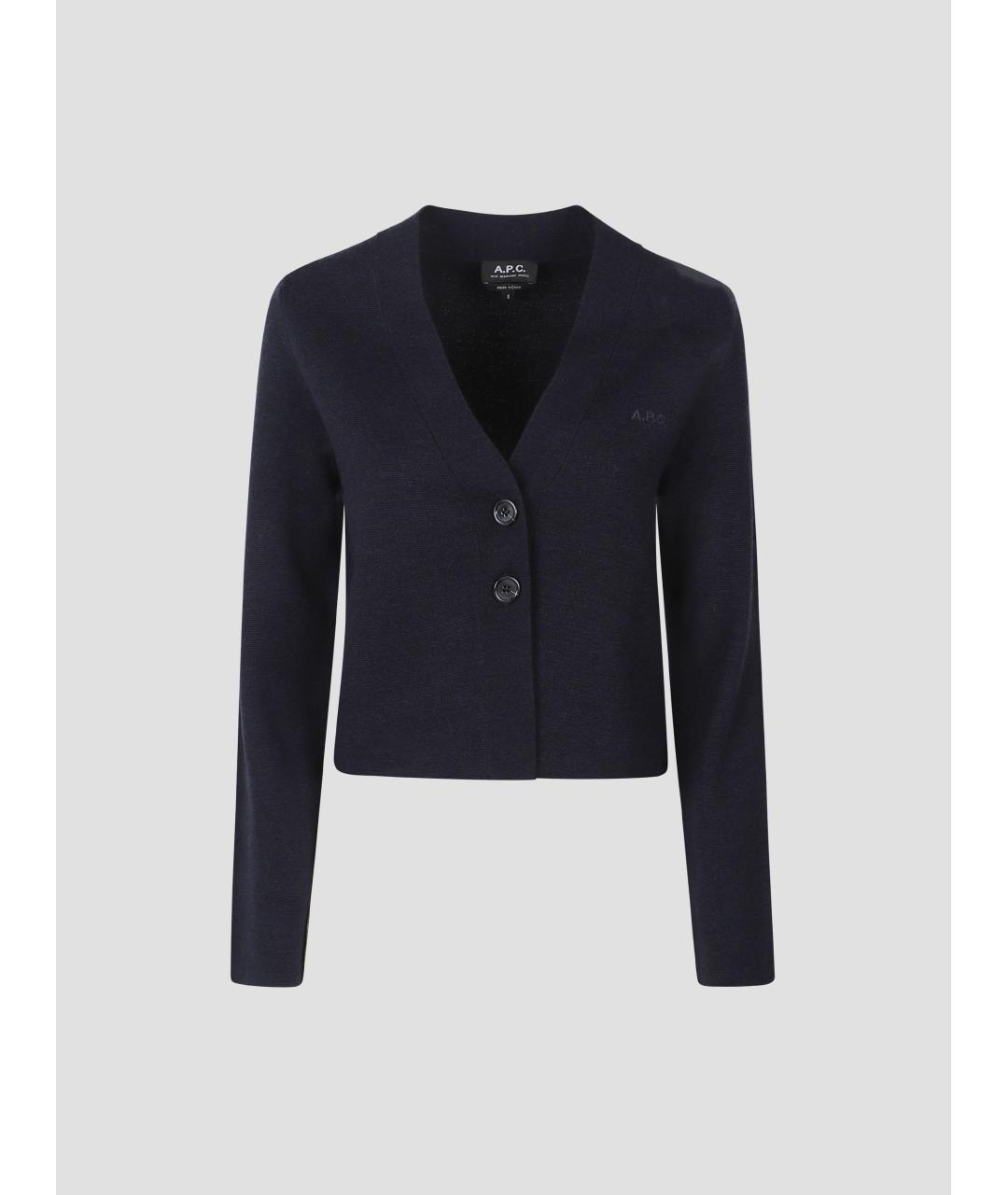 A.P.C. Темно-синий шерстяной кардиган, фото 4