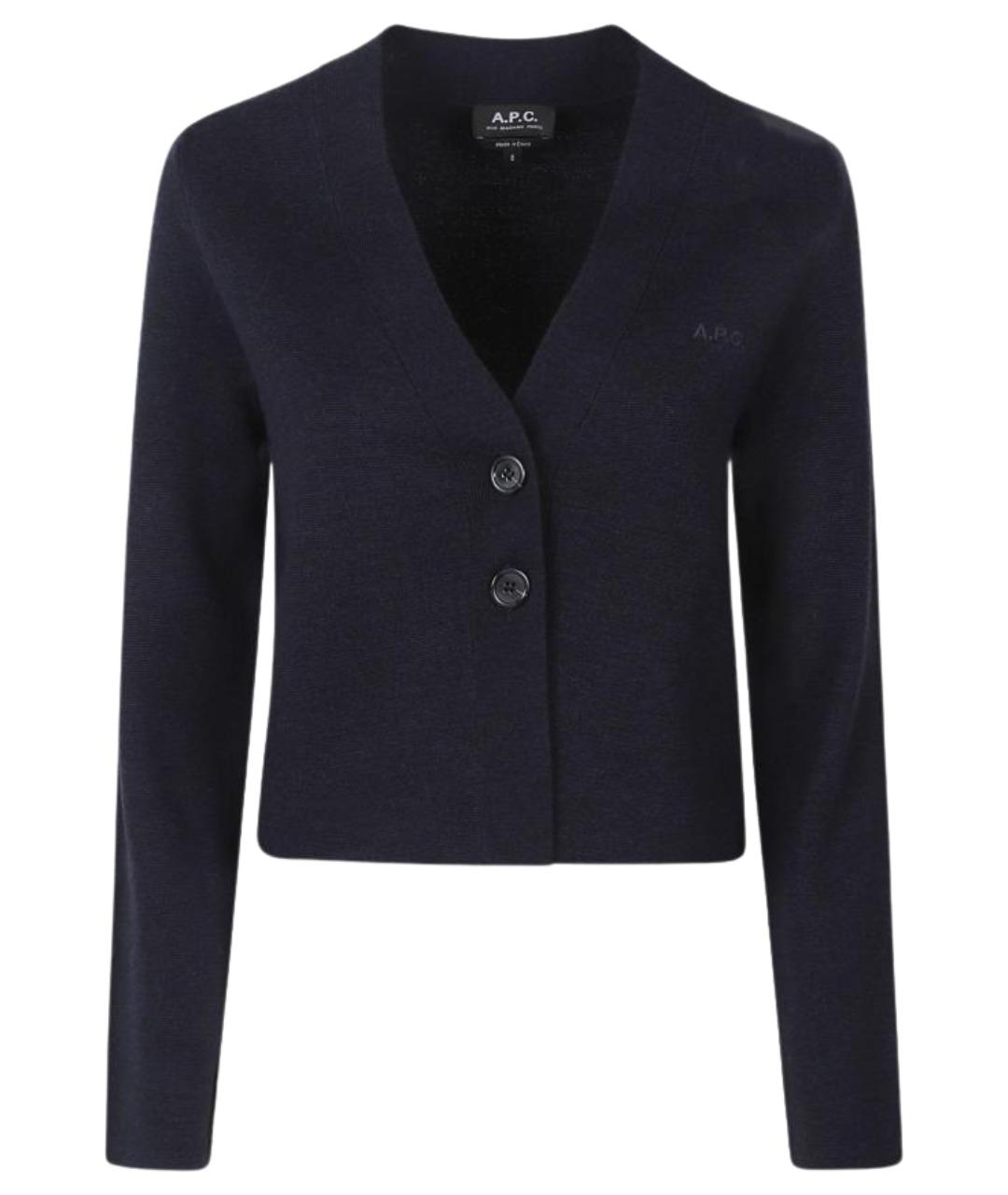 A.P.C. Темно-синий шерстяной кардиган, фото 1