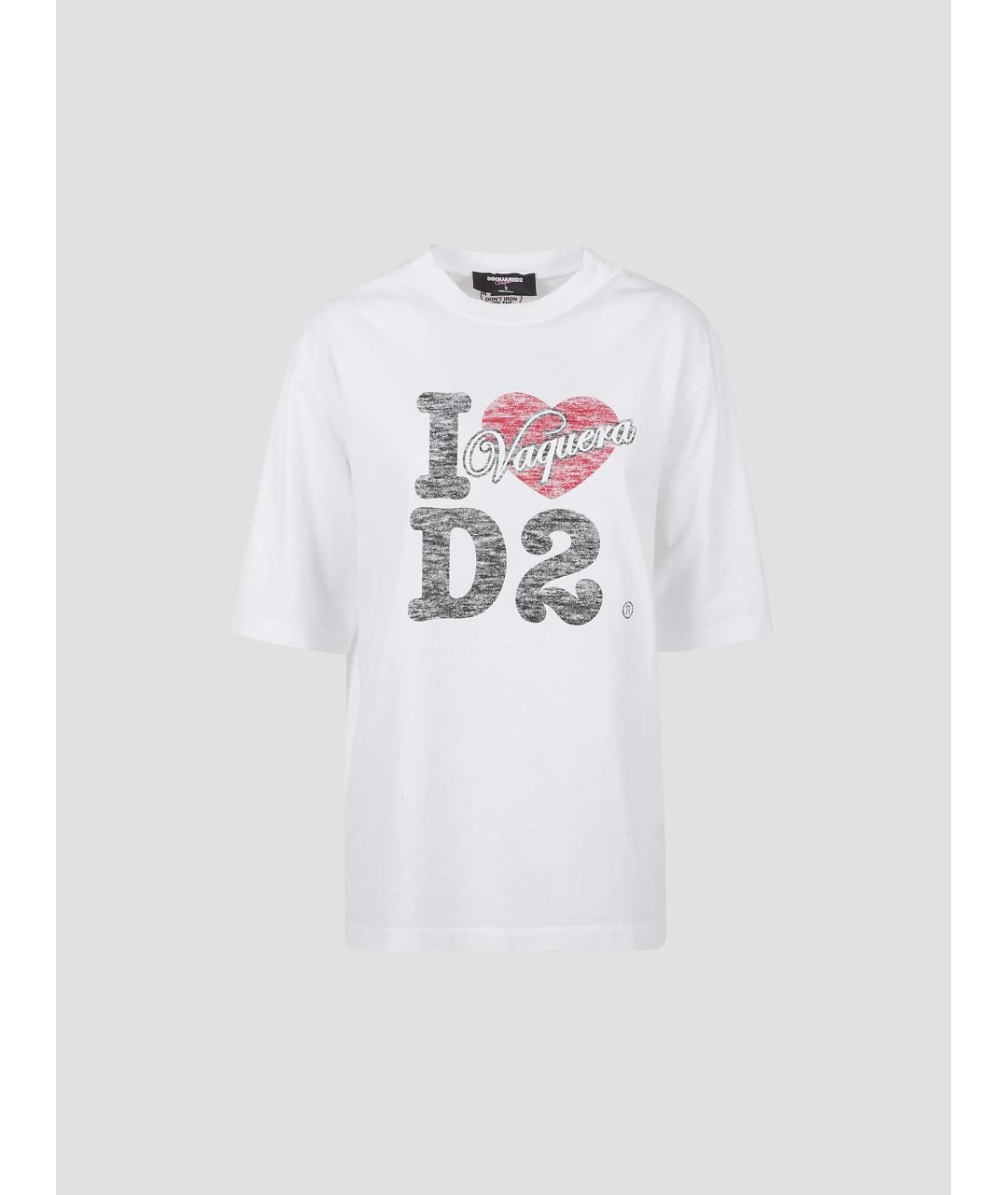 DSQUARED2 Белая хлопковая футболка, фото 4