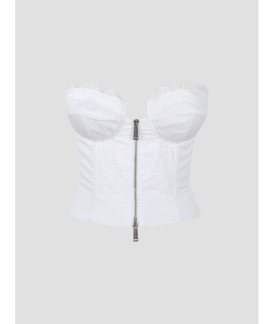 DSQUARED2 Белый хлопковый корсет, фото 4