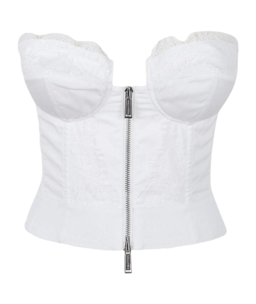 DSQUARED2 Белый хлопковый корсет, фото 1