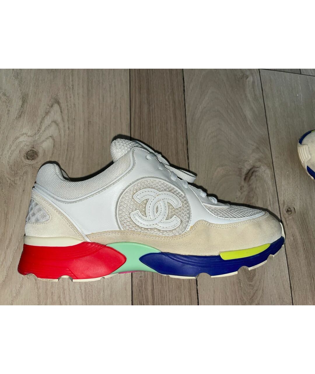 CHANEL Белые текстильные кроссовки, фото 7