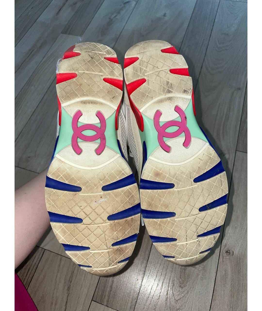 CHANEL Белые текстильные кроссовки, фото 6