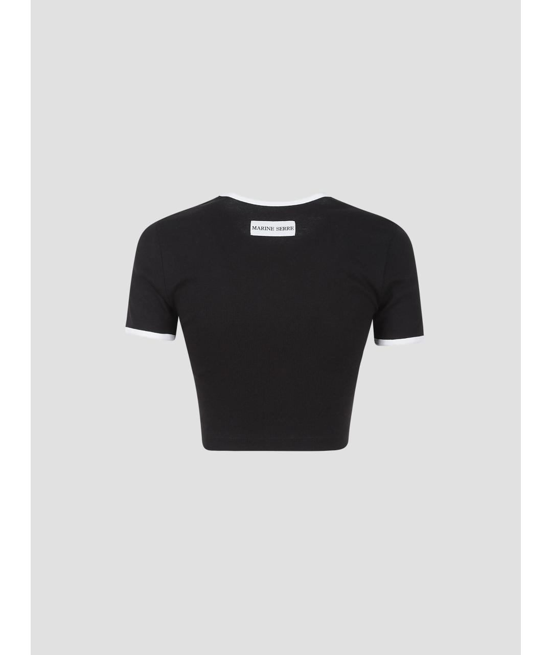 MARINE SERRE Черная хлопковая футболка, фото 2
