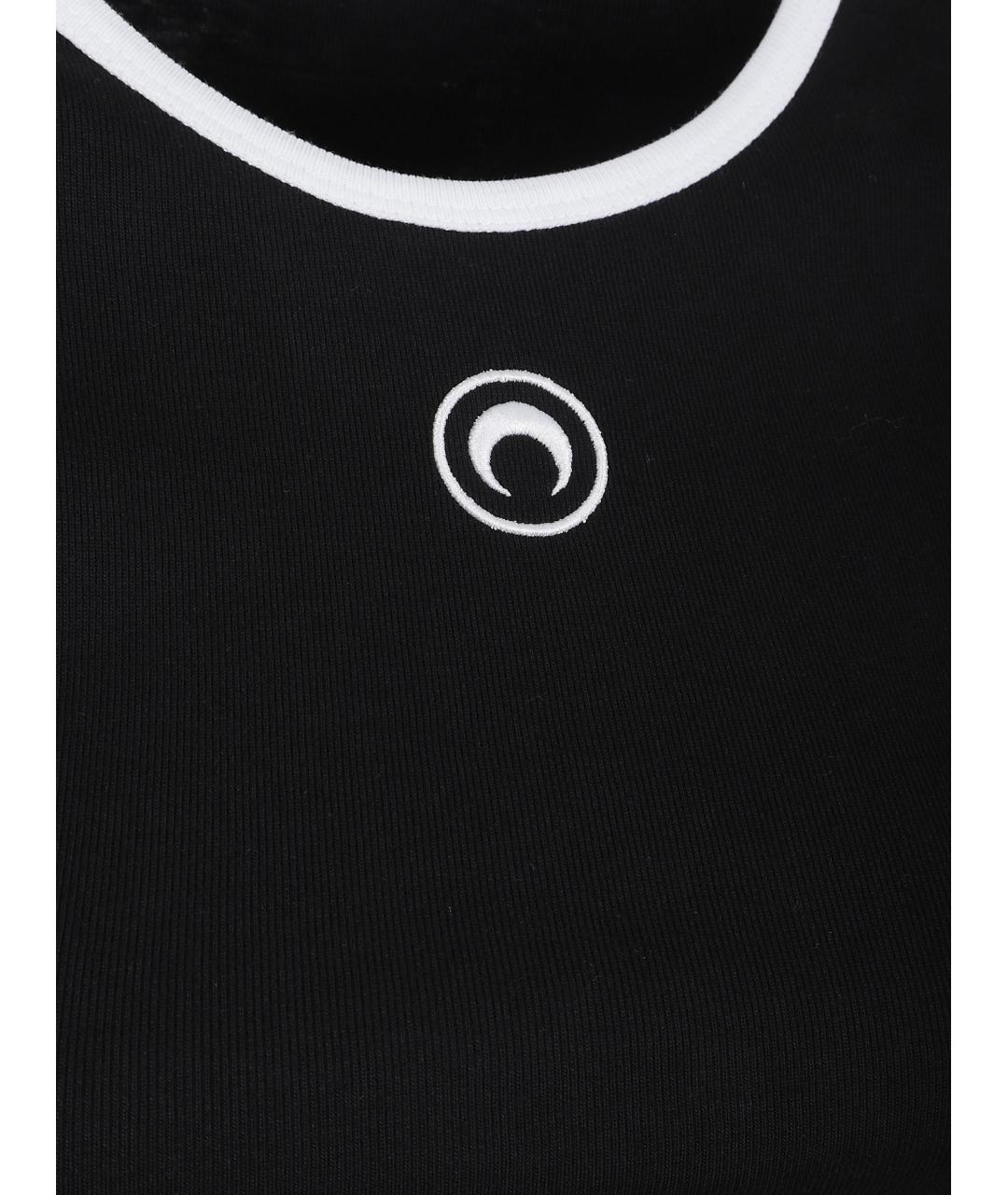 MARINE SERRE Черная хлопковая футболка, фото 3