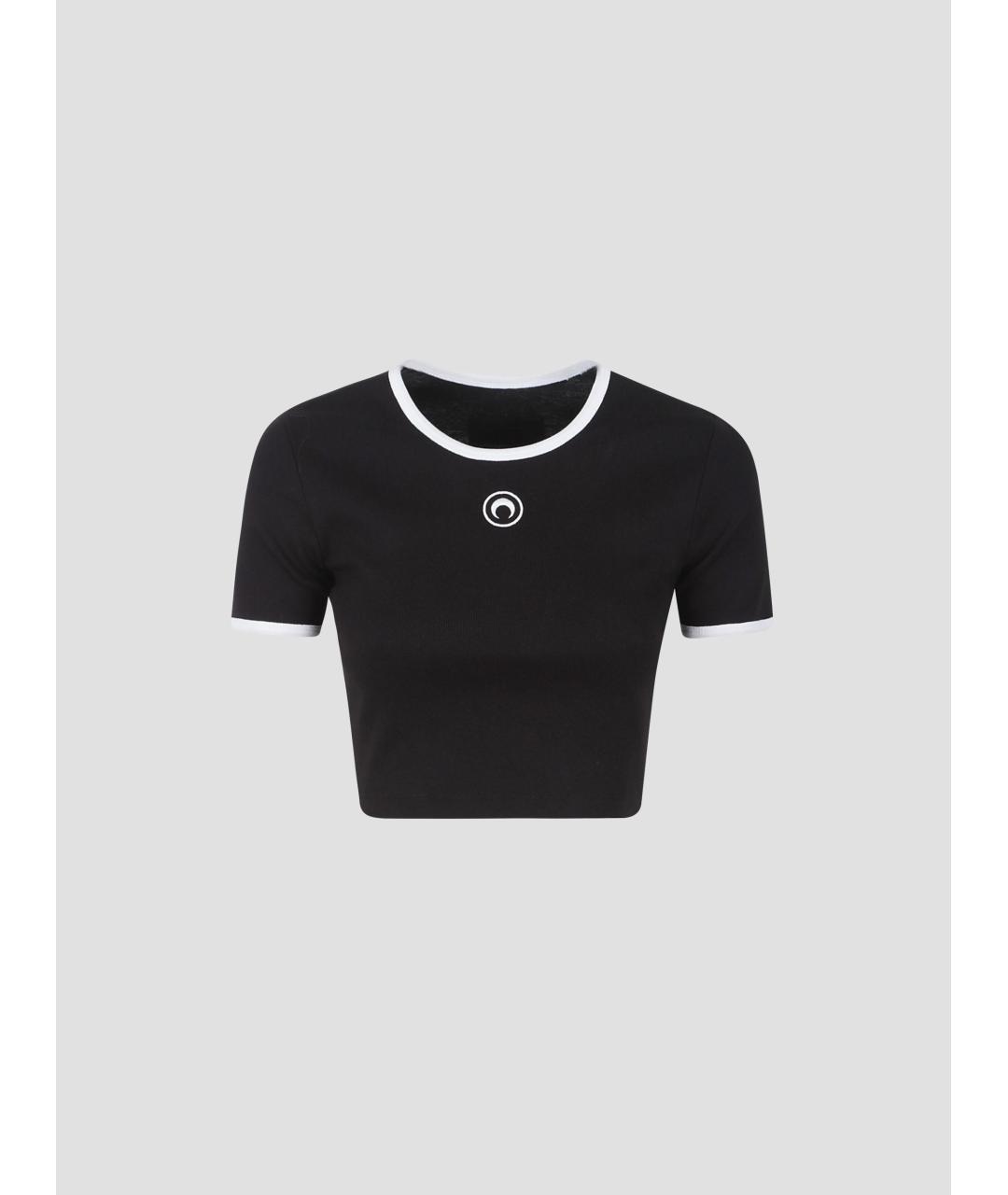 MARINE SERRE Черная хлопковая футболка, фото 4