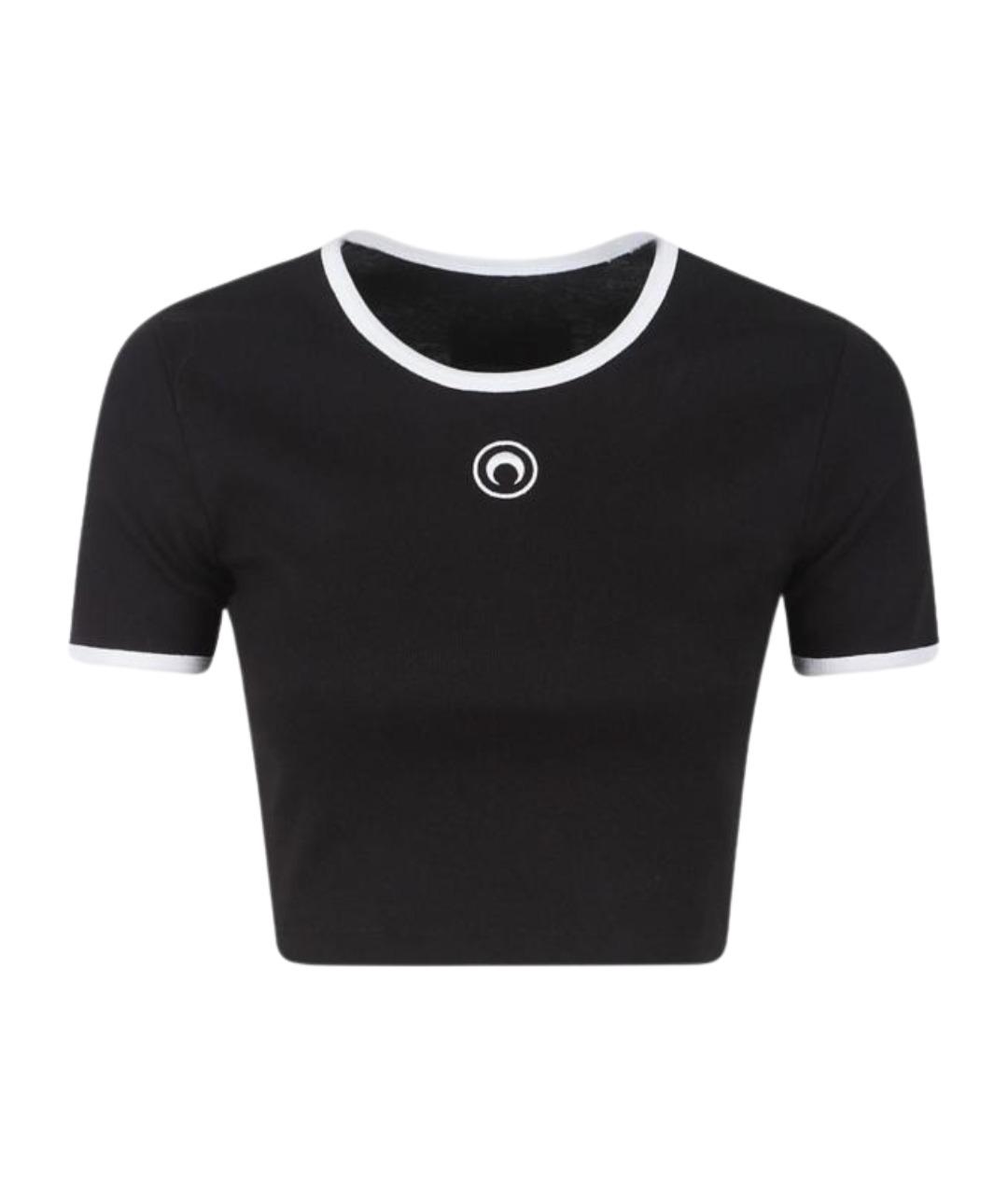 MARINE SERRE Черная хлопковая футболка, фото 1