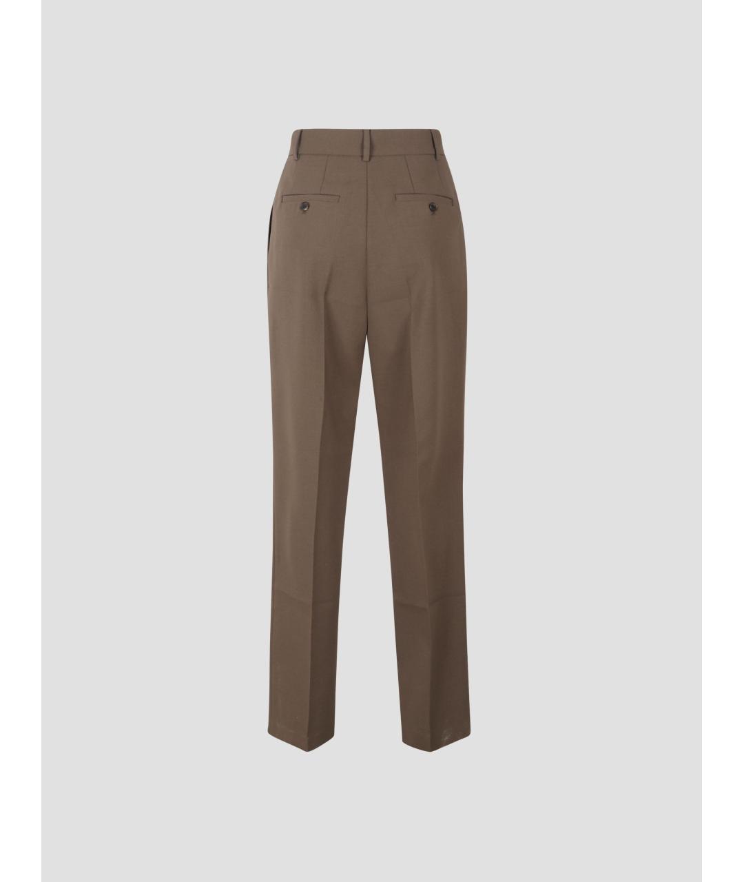 THE FRANKIE SHOP Коричневые полиэстеровые прямые брюки, фото 2