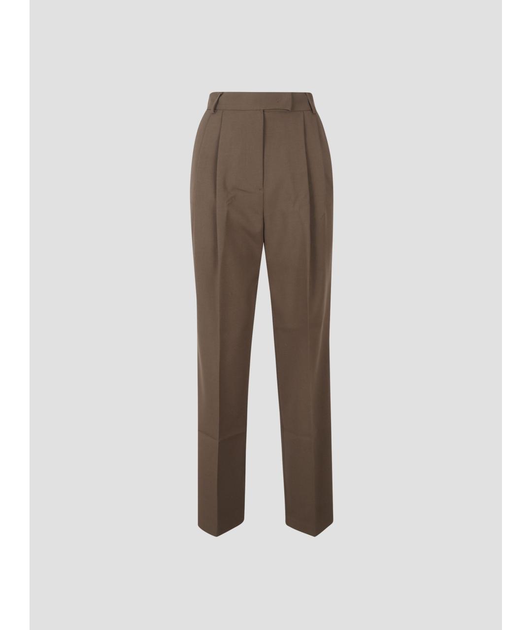 THE FRANKIE SHOP Коричневые полиэстеровые прямые брюки, фото 4