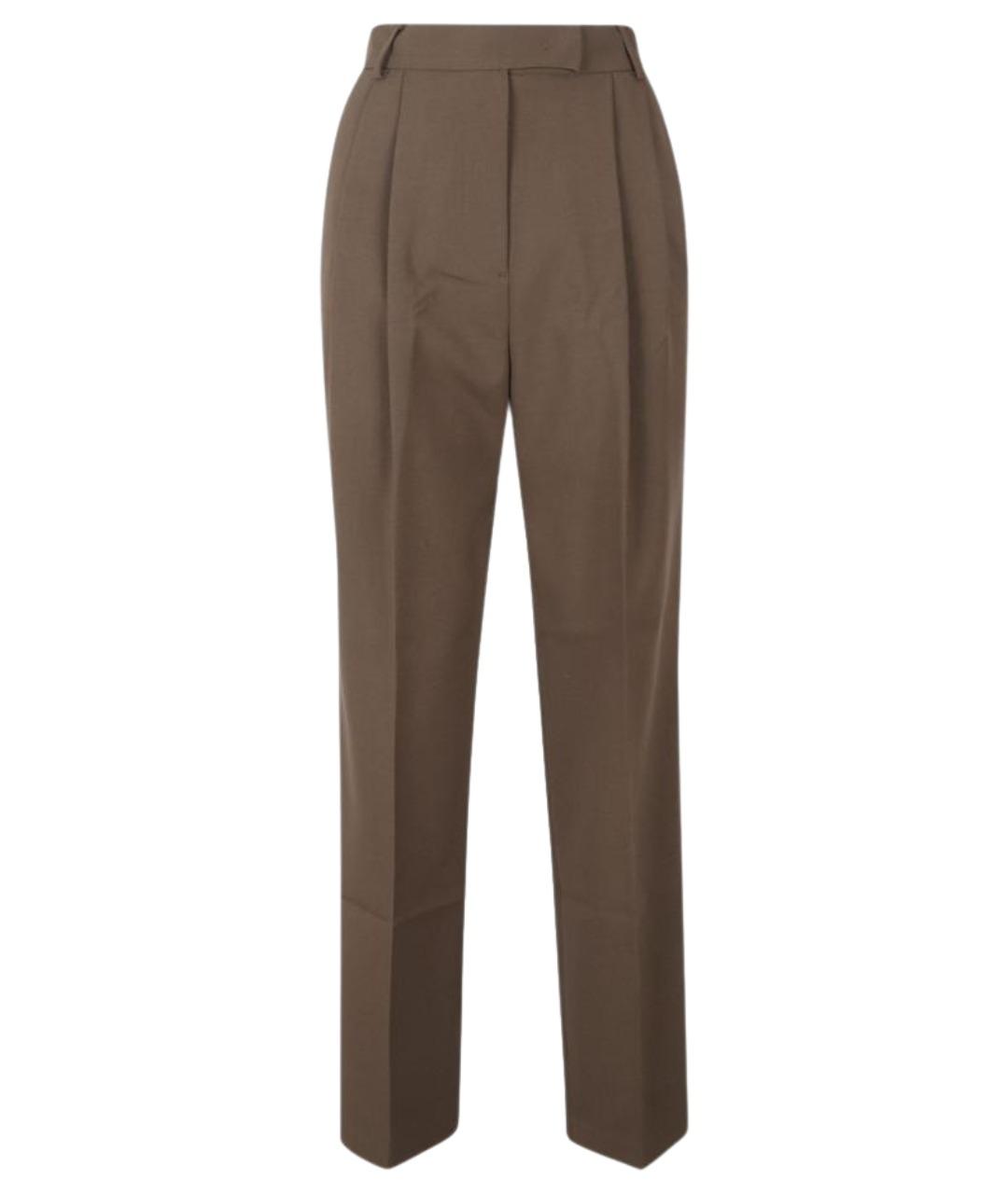 THE FRANKIE SHOP Коричневые полиэстеровые прямые брюки, фото 1