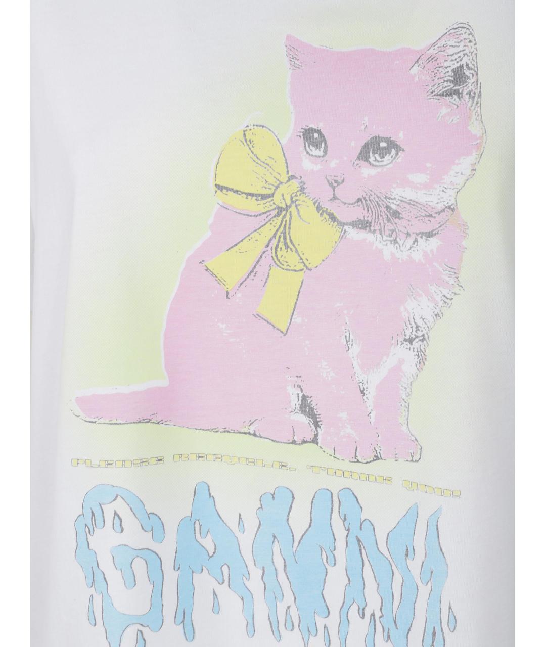 GANNI Белая хлопковая футболка, фото 3