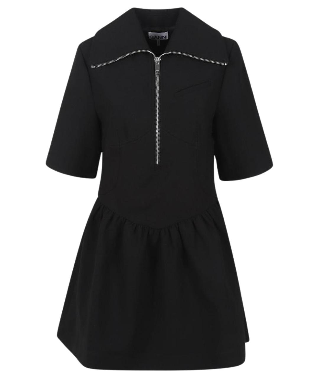 GANNI Черное полиэстеровое повседневное платье, фото 1
