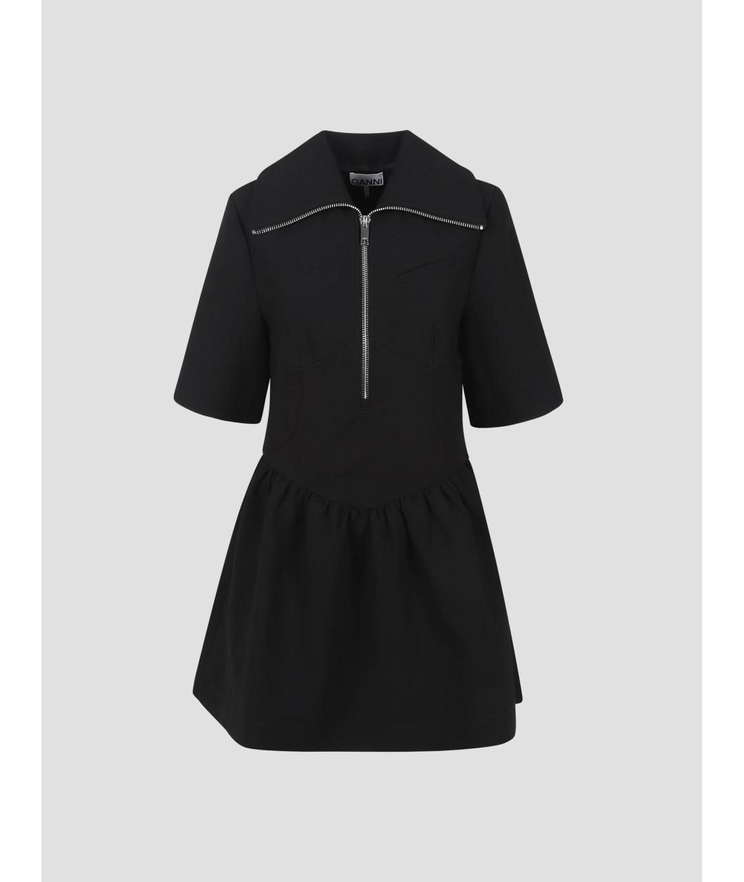 GANNI Черное полиэстеровое повседневное платье, фото 4