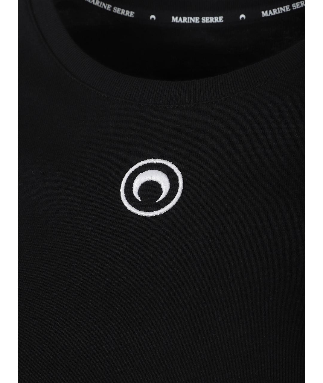 MARINE SERRE Черная хлопковая футболка, фото 3