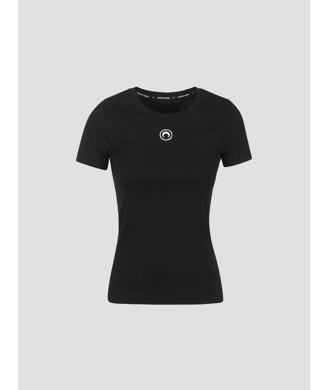 MARINE SERRE Черная хлопковая футболка, фото 4